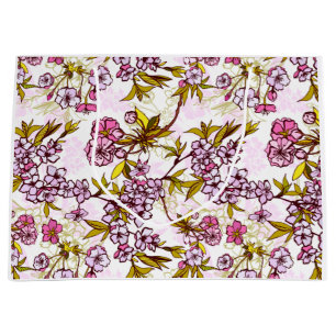Blooming Cherry Blossom Pattern  Large Gift Bag