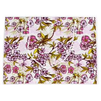 Blooming Cherry Blossom Pattern Large Gift Bag