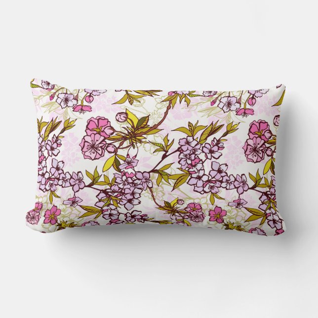 Blooming Cherry Blossom Pattern  Lumbar Pillow (Front)