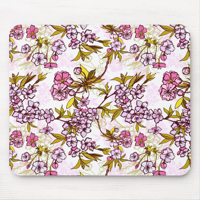 Blooming Cherry Blossom Pattern  Mouse Pad (Front)