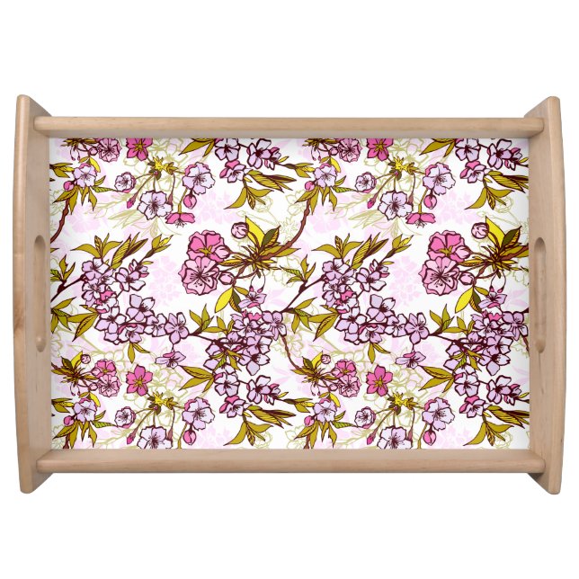 Blooming Cherry Blossom Pattern  Serving Tray (Front)
