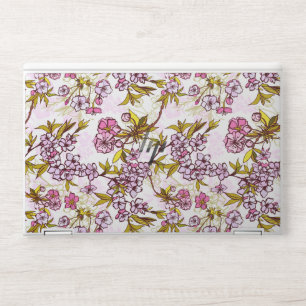 Blooming Cherry Blossom Pattern Throw Pillow HP Laptop Skin