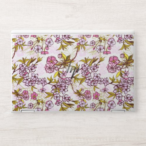 Blooming Cherry Blossom Pattern Throw Pillow HP Laptop Skin