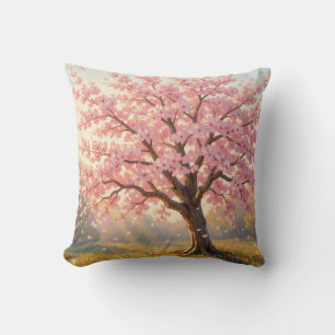 Blooming Cherry Blossom Tree Spring Throw Pillow