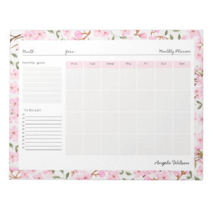Blooming Cherry Blossoms Calendar Notepad