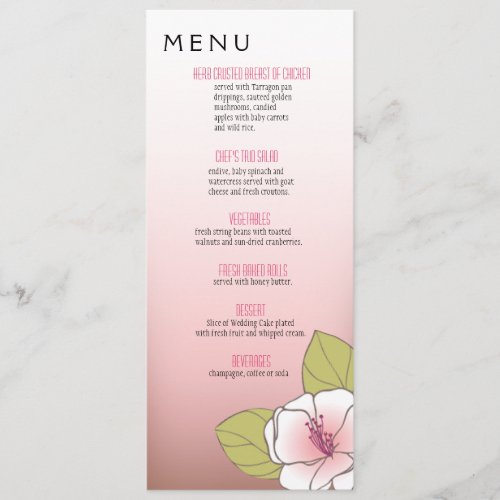 Blooming Cherry Blossoms Dinner Menu pink