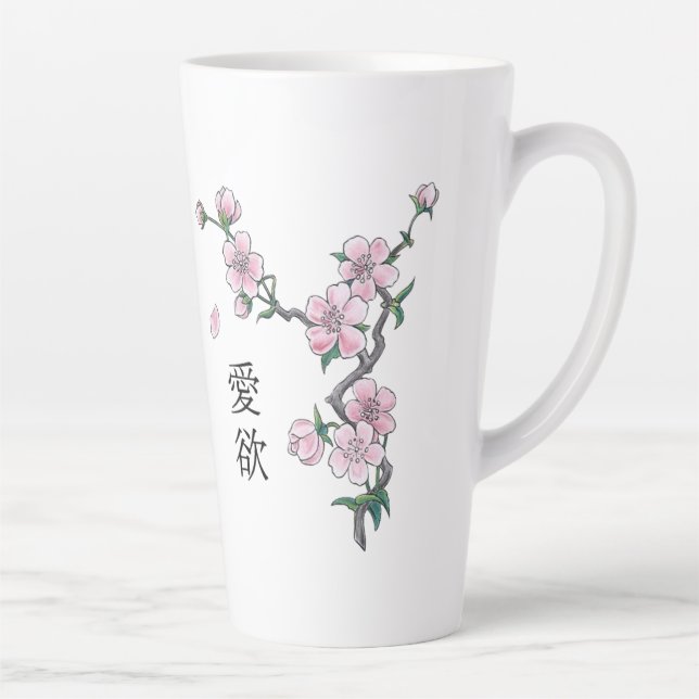 Blooming cherry blossoms "Hanami". Latte Mug (Right)