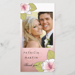 Blooming Cherry Blossoms Photo Thank You pink Card