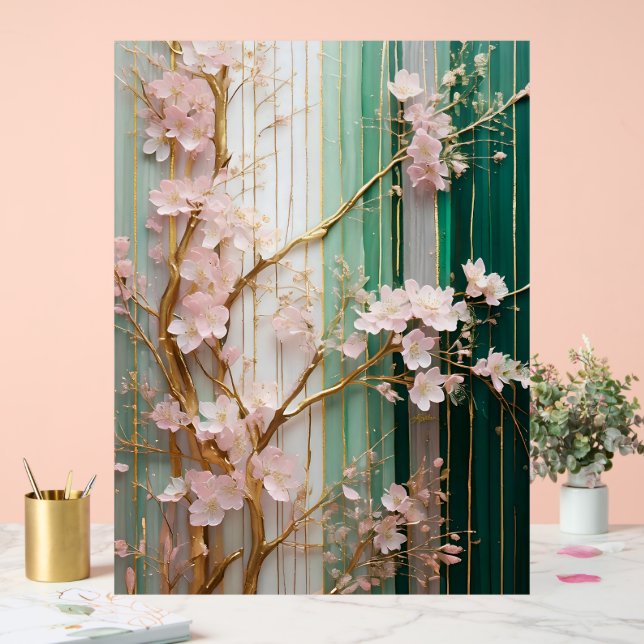 Blooming Cherry Blossoms Wall  Acrylic Sign (Wedding)