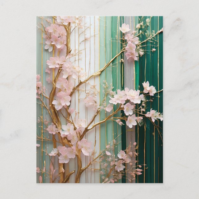 Blooming Cherry Blossoms Wall  Postcard (Front)