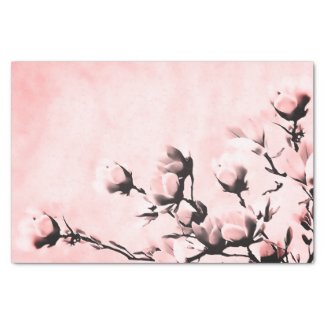 Blooming cherry flowers, floral red, pink colors tissue paper