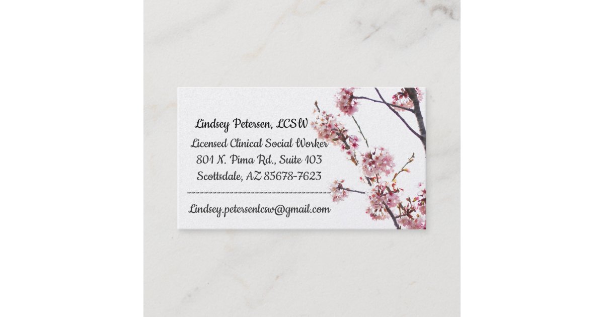 Blooming Cherry Tree LCSW Business Card Zazzle