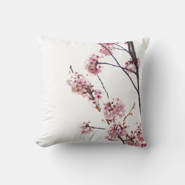 Blooming Cherry Tree Throw Pillow (Front)