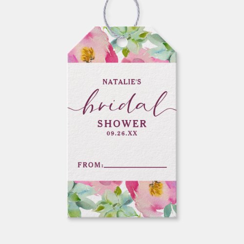 Blooming Chic Blush Floral Bridal Display Shower Gift Tags