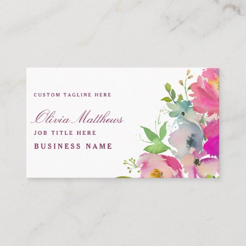 Blooming Chic Blush Pink Floral Watercolor Social Business Card