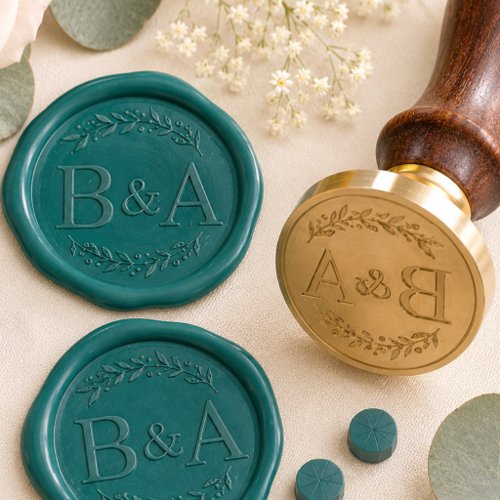 Blooming Chic Botanical Monogram Wedding Initials Wax Seal Stamp