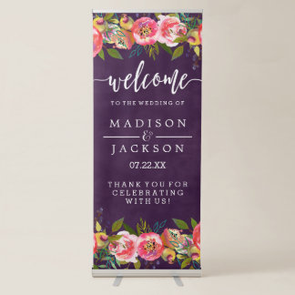 blooming chic color editable wedding welcome retractable banner