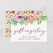 Blooming Chic Floral Bridal Shower Gift Registry Enclosure Card (Front/Back)
