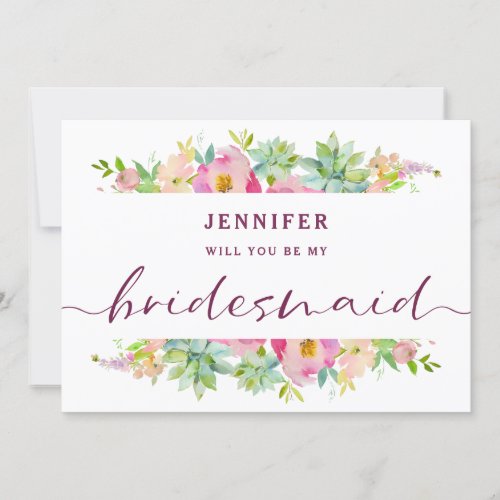 Blooming Chic Floral Bridesmaid Proposal Card