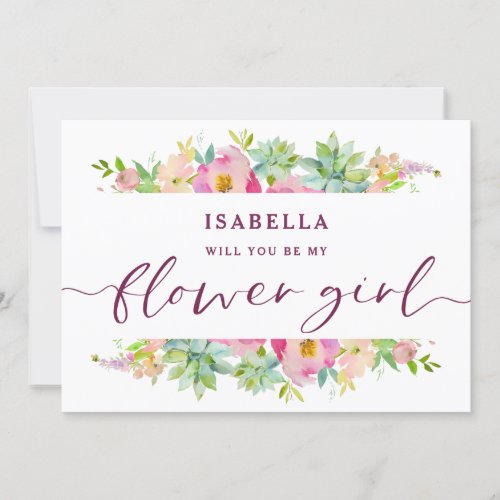 Blooming Chic Floral Flower Girl Proposal Card