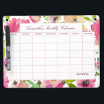 Blooming Chic Floral Personalized Monthly Calendar Dry Erase Board With Keychain Holder<br><div class="desc">Blooming Chic Mint & Blush Pink Watercolor Floral Design with Painted succulents, Leaves, and peony flowers. A Fresh and natural Look for a spring or summer wedding, with pastel color palette : Blush Pink, mint green, peach, and burgundy. Hand Painted Floral elements, Modern trendy brushed Script Font, and color editable...</div>