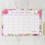 Blooming Chic Floral Personalized Monthly Calendar Paper Pad<br><div class="desc">Blooming Chic Mint & Blush Pink Watercolor Floral Design with Painted succulents, Leaves, and peony flowers. A Fresh and natural Look for a spring or summer wedding, with pastel color palette : Blush Pink, mint green, peach, and burgundy. Hand Painted Floral elements, Modern trendy brushed Script Font, and color editable...</div>