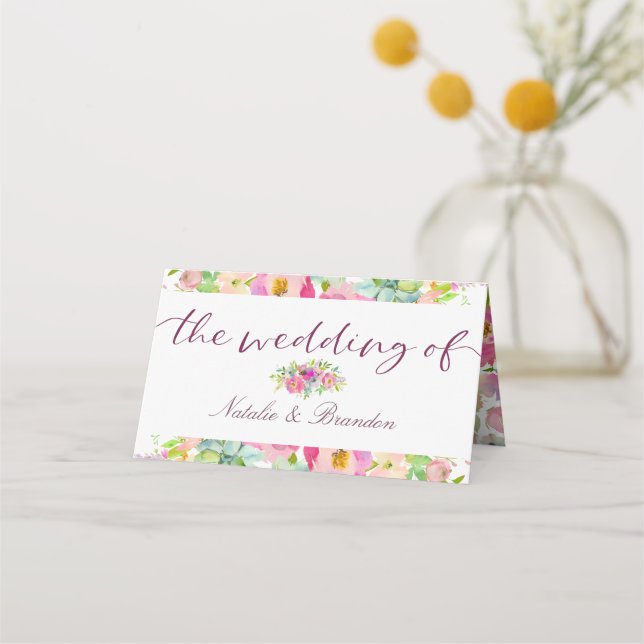 Blooming Chic Floral Reserved Seating Wedding Place Card (Back)