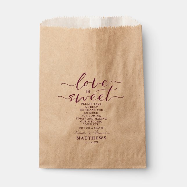 Blooming Chic Floral Wedding Love is Sweet Treat Favor Bag (Front)