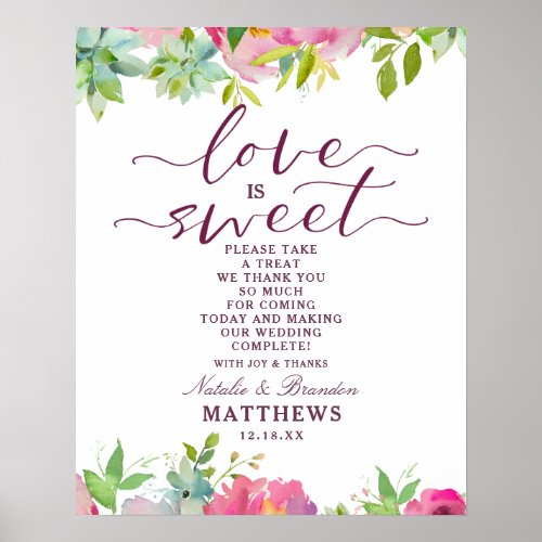 Blooming Chic Love is Sweet Treat Wedding Sign