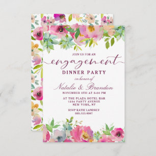 Blooming Chic Mint & Blush Floral Engagement Party Invitation