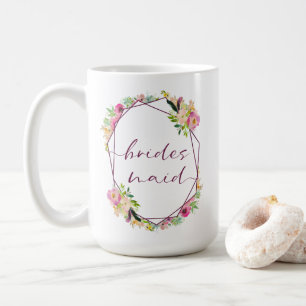 Blooming Chic Mint & Blush Pink Floral Bridesmaid Coffee Mug