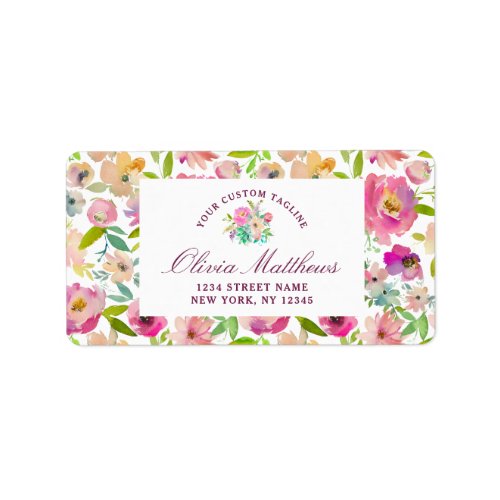 Blooming Chic Mint  Blush Pink Floral Business Label