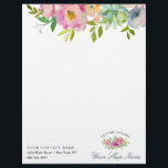 Blooming Chic Mint & Blush Pink Floral Business Letterhead<br><div class="desc">Blooming Chic Mint & Blush Pink Watercolor Floral Design with Painted succulents, Leaves, and peony flowers. A Fresh and natural Look for a spring or summer wedding, with pastel color palette : Blush Pink, mint green, peach, and burgundy. Hand Painted Floral elements, Modern trendy brushed Script Font, and color editable...</div>