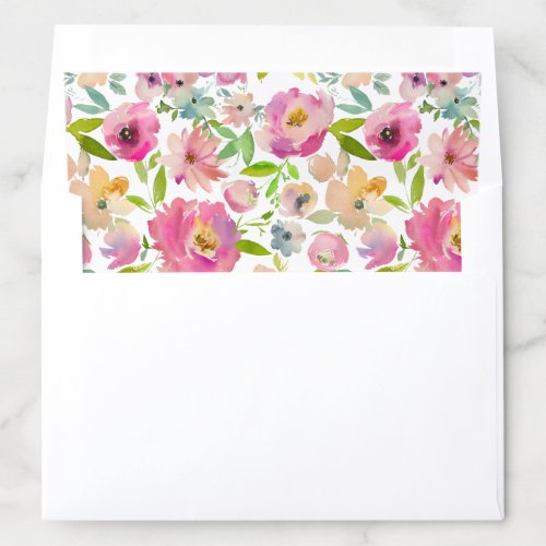 Blooming Chic Mint  Blush Pink Watercolor Wedding Envelope Liner
