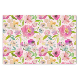 Blooming Chic Mint &amp; Blush Pink Watercolor Wedding Tissue Paper