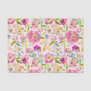 Blooming Chic Mint & Blush Pink Watercolor Wedding Tissue Paper