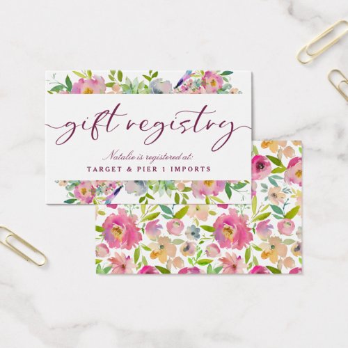 Blooming Chic Shower Gift Registry Insert Card