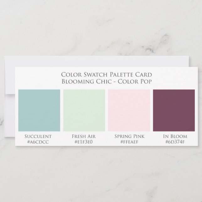 Blooming Chic Wedding Color Swatch Palette Card (Front)