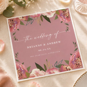 Blooming Chic Wild Rose Pink Floral Wedding Napkins