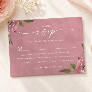 Blooming Chic Wild Rose Pink Meal Choice RSVP Card