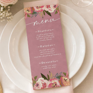 Blooming Chic Wild Rose Pink Wedding Menu