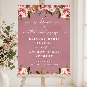 Blooming Chic Wild Rose Pink Wedding Welcome Foam Board