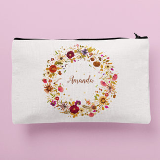 Blooming Circle | Pressed Flower Art by S. Frigui Accessory Pouch