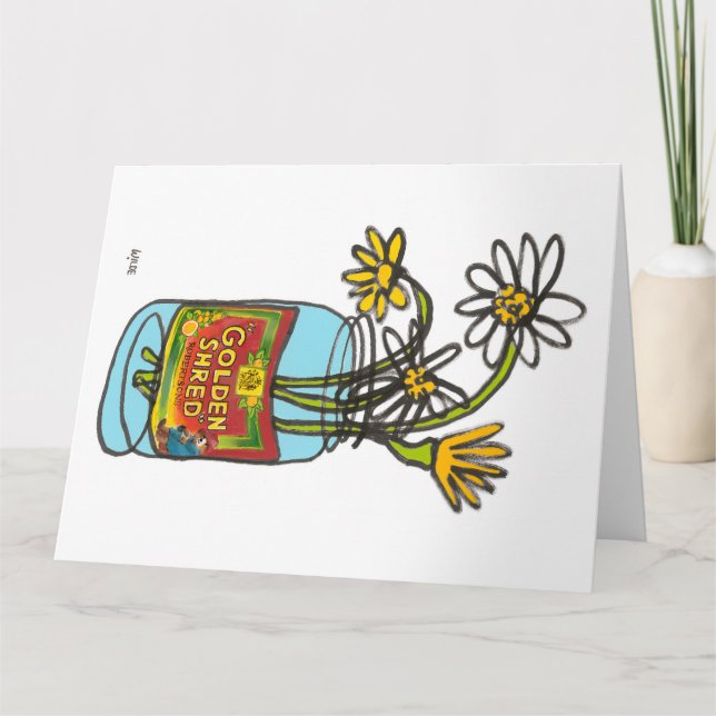 Blooming continuous line marmalade and flowers card (Front)