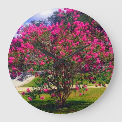 Blooming Crepe Myrtle Tree Large Clock