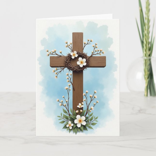 Blooming Cross Hopeful Scene Card (Front)