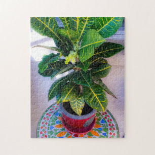 Blooming Croton on Mosaic Table Puzzle