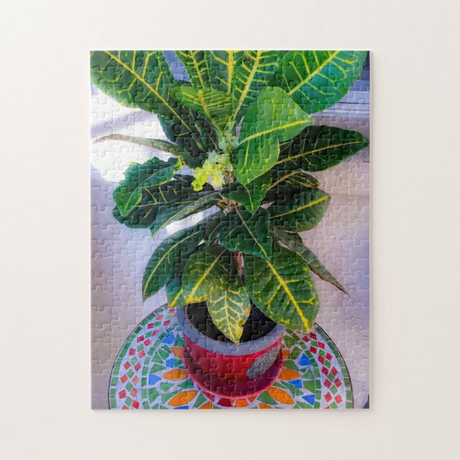 Blooming Croton on Mosaic Table Puzzle (Vertical)