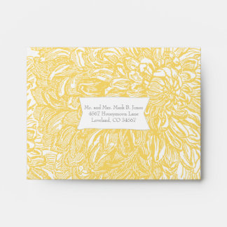 Blooming Dahlia Yellow Iris Wedding Envelope