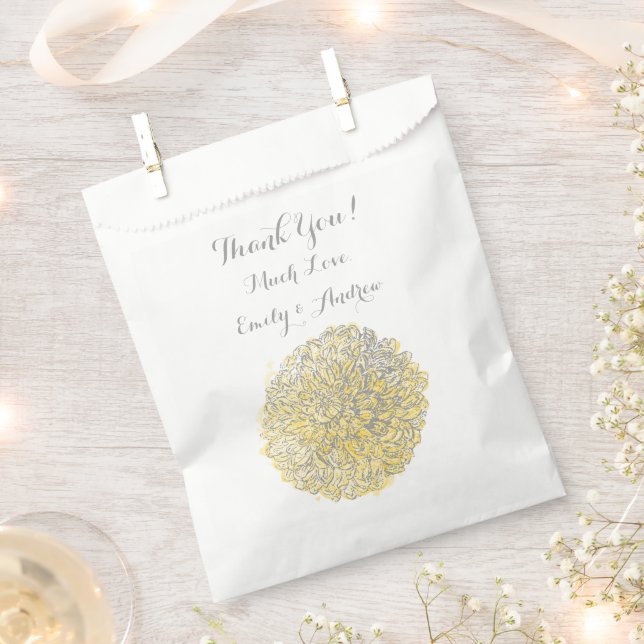 Blooming Dahlia Yellow Iris Wedding Favor Bag (Clipped)